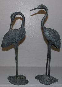 Pair of Bronze Heron Figures