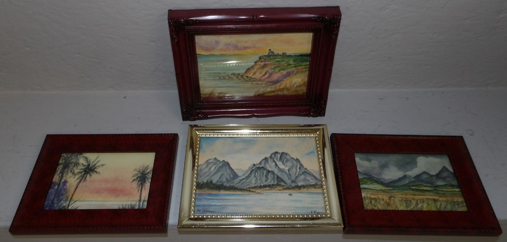 Lot of Four Small Framed Watercolors  (1 of 3)