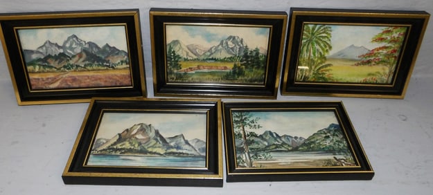 Lot of Five Small Framed Watercolors