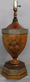 Paint Decorated Urn Form Lamp