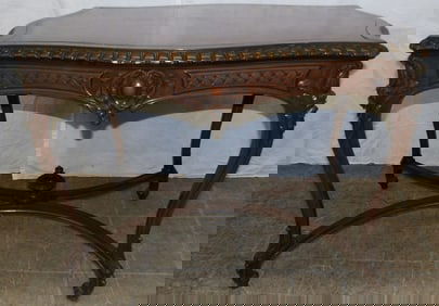 Antique Carved Walnut Victorian Turtle Form Top Center Table