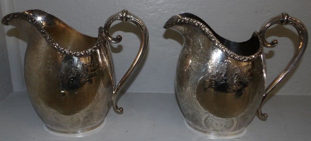 Two Silverplated Water Pitchers by Ellis Barker & Barker Brothers