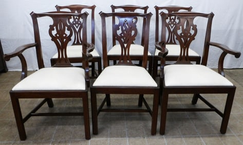 Set of Six Mahogany Chippendale Style Straight Leg Dining Chairs by Henkel Harris