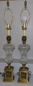 Pair of Crystal & Gilded Metal Urn Lamps
