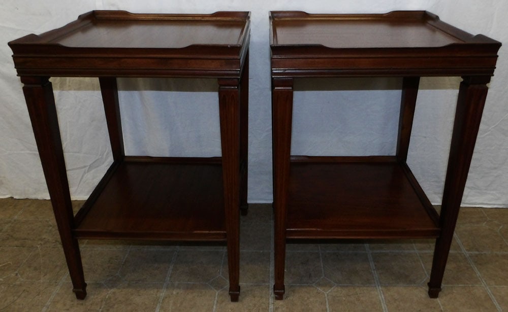 Pair of Mahogany Two Tier Stands with Gallery Tops (1 of 4)