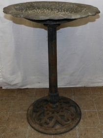 Cast Aluminum & Wrought Iron Base Bird Bath