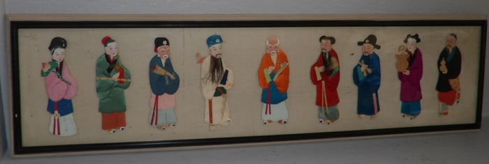 Framed Oriental Silk Doll Figures