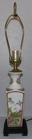 Painted Oriental Porcelain Vase Made Into Lamp with Birds