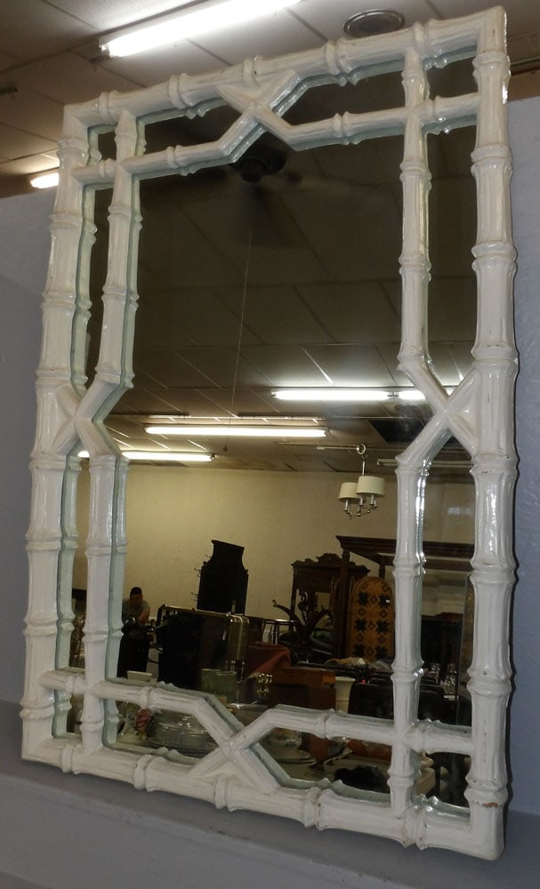 Painted Faux Bamboo Framed Mirror (1 of 3)