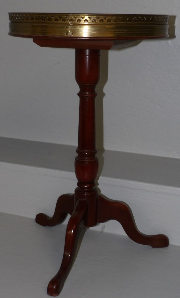 Mahogany Marble Top & Brass Gallery Whisky Stand  (1 of 3)