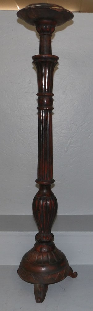 Painted Carved Wood Pricket Stick Candle Stand  (1 of 3)