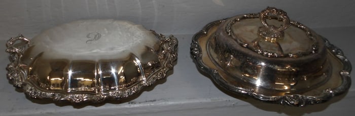Two Silverplated Covered Dishes