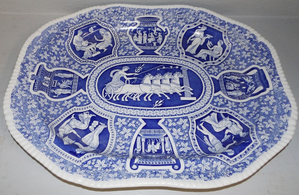 Large Spode Neoclassical Style Blue & White Platter, (The Signature Collection) (1 of 10)