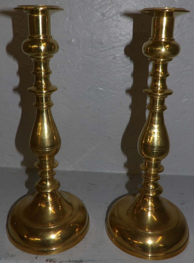 Pair of Antique Brass Candlesticks  (1 of 4)