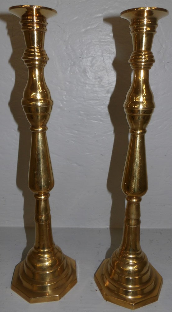 Pair of Tall Brass Candlesticks  (1 of 3)