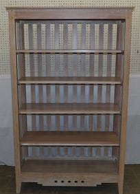 Bleached Pine & Painted Metal Slatted Etagere
