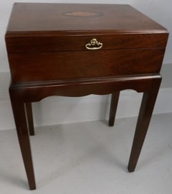 Mahogany Conch Shell Inlaid Box on Stand