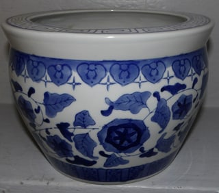 Oriental Blue & White Porcelain Jardiniere
