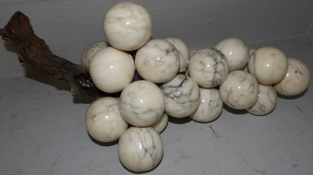 Large Bunch of Carved Stone Grapes : Large Bunch of Carved Stone Grapes . 16 1/2" L 7 1/4" Dia.