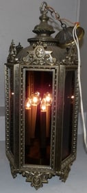 Gilded Metal Gothic Style Lantern Form Chandelier
