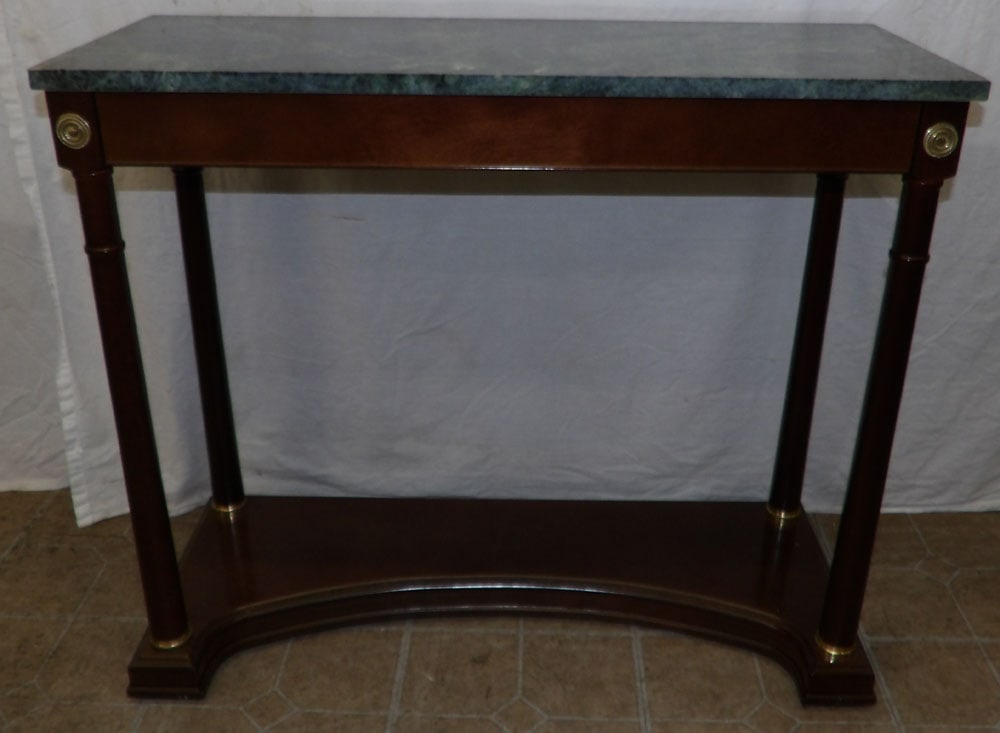 Cherry & Green Marble Top Console : Cherry & Green Marble Top Console . 30" H 34 3/4" W 13 3/4" D