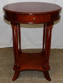 Cherry One Drawer Oval Stand