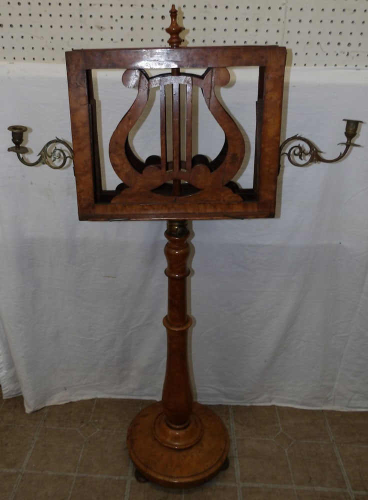 19th Century Maple Music Stand with Brass Candle Holders (1 of 5)