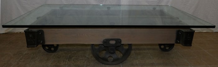 Oak & Mine Wagon Cart with Glass Top