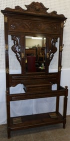 Antique Carved Oak Hall Tree