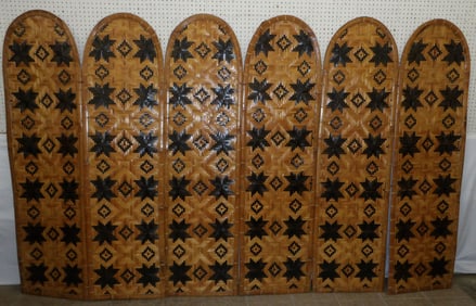 Painted Rattan Six Panel Room Divider