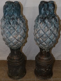 Pair of Cast Concrete Pineapple Finials
