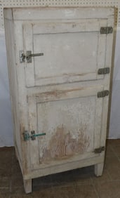 Antique Painted Wood & Brass Ice Box