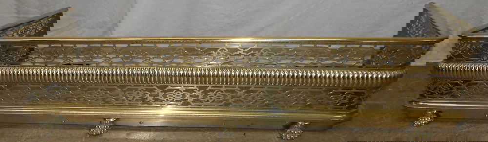 Antique Brass Open Work Fire Place Fender  (1 of 7)