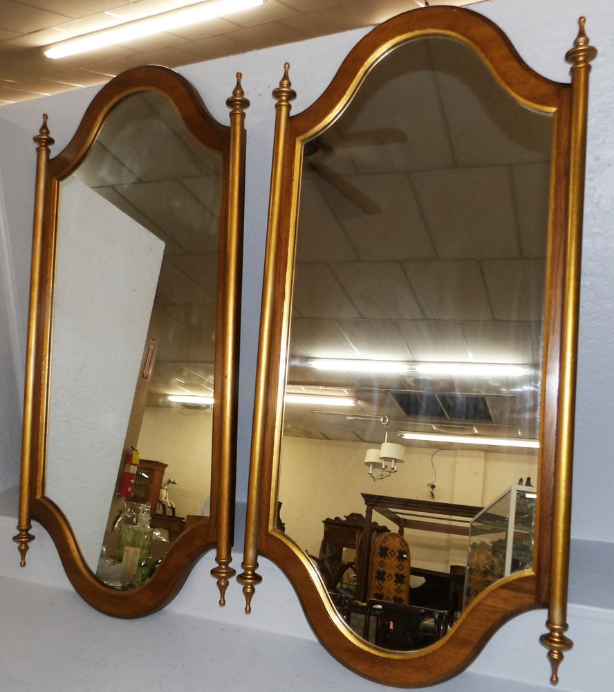 Pair of Walnut & Gilded Frame Mirrors  (1 of 4)