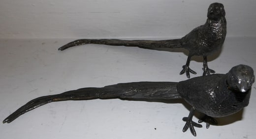 Pair of Silverplated Pheasants