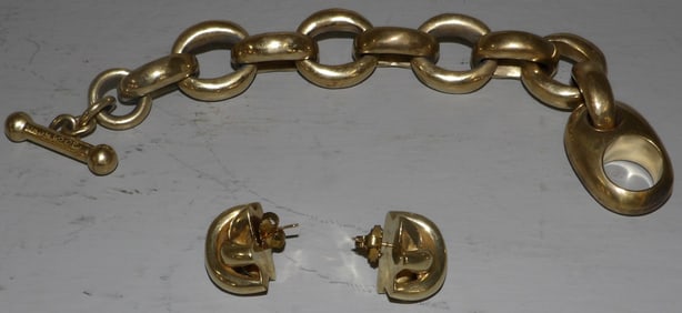 14 KT. Gold Plated Designer Vaubel Earrings & Necklace
