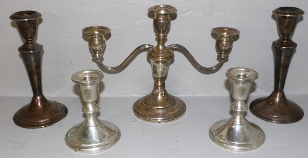 Five Sterling Weighted Candlesticks  (1 of 5)