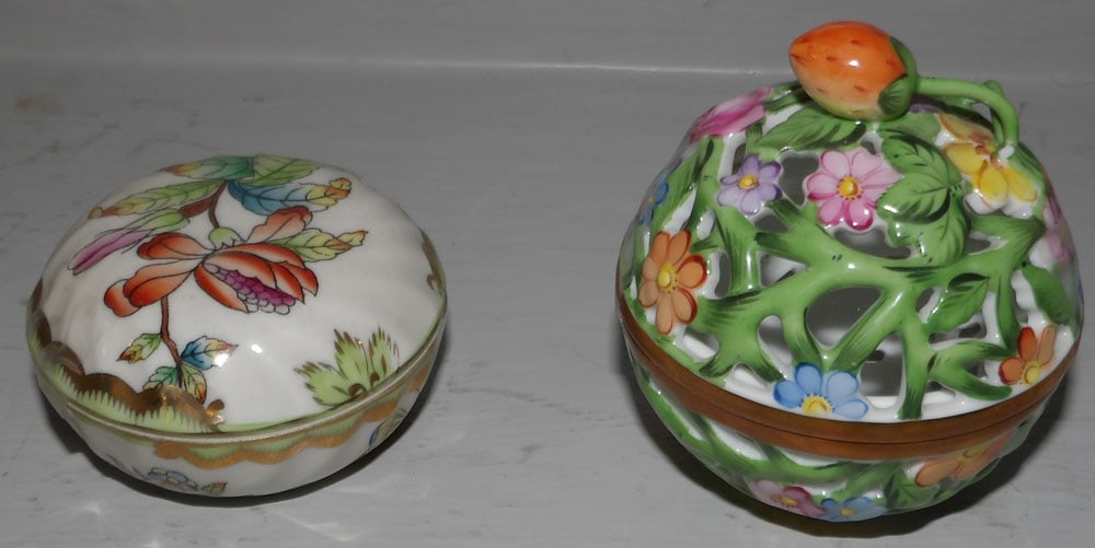 Two Herend Porcelain Boxes, (One Has Open Work) (1 of 3)