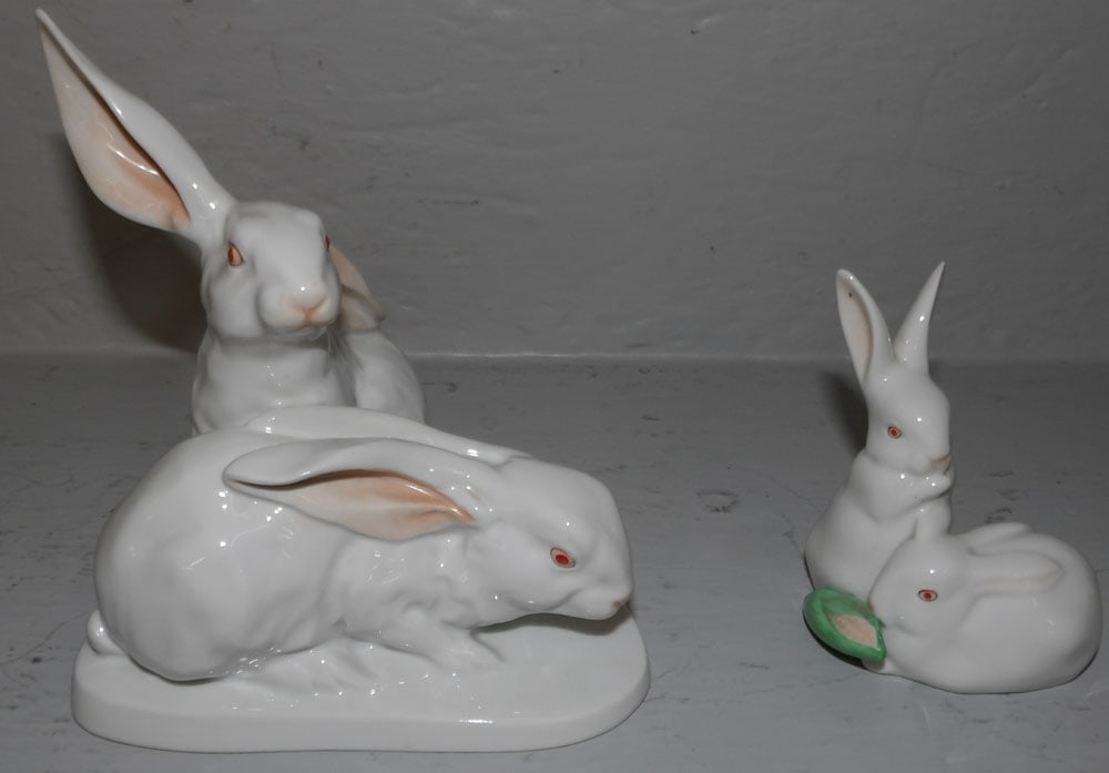 Two Herend Porcelain Bunny Figurines  (1 of 7)