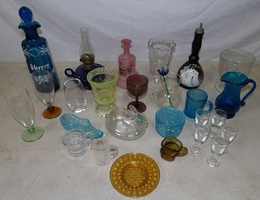 Lot of Colored Glass Items