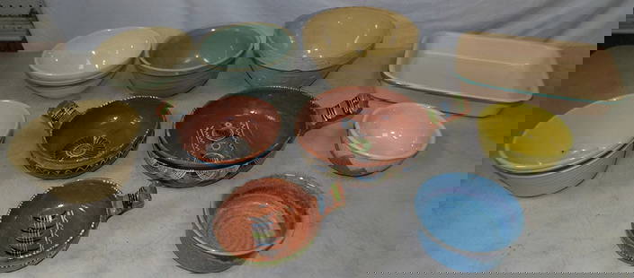 Lot of Pottery Items: Lot of Pottery Items . Up to 3 1/2" H 10 1/2" W 5 1/2" D ALL DESCRIPTIONS AND ANY CONDITION STATEMENT GIVEN BY LANGSTON AUCTION GALLERY ARE STRICTLY OPINIONS AND LANGSTON'S SHALL HAVE NO RESPONSIBILIT