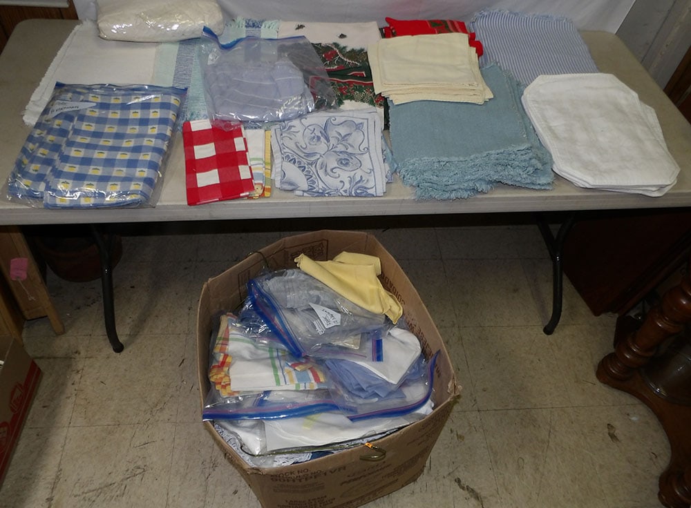 Lot of Linens: Lot of Linens . Up to 4" W ALL DESCRIPTIONS AND ANY CONDITION STATEMENT GIVEN BY LANGSTON AUCTION GALLERY ARE STRICTLY OPINIONS AND LANGSTON'S SHALL HAVE NO RESPONSIBILITY FOR ERRORS OR OMISSIONS. THE