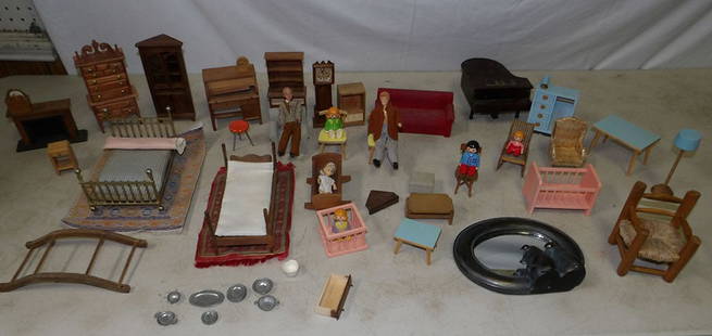 Lot of Doll Furniture: Lot of Doll Furniture . Up to 4" H 5 1/2" W 2" D ALL DESCRIPTIONS AND ANY CONDITION STATEMENT GIVEN BY LANGSTON AUCTION GALLERY ARE STRICTLY OPINIONS AND LANGSTON'S SHALL HAVE NO RESPONSIBILITY FOR ER