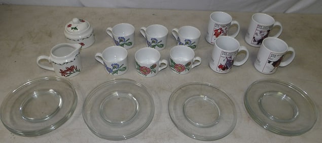Lot of Porcelain Cups & Glass Plates
