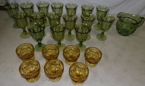 Lot of Green & Amber Sherberts & Glass