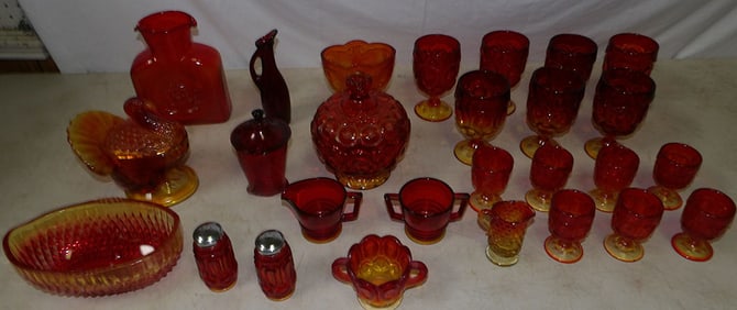 Lot of Amberina & Ruby Glass Items