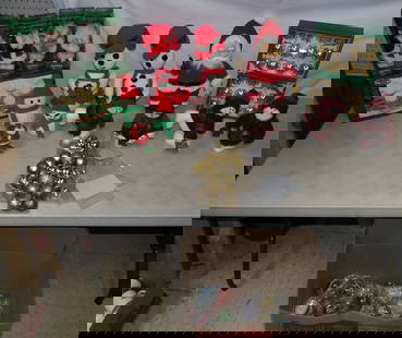 Lot of Christmas Decorations: Lot of Christmas Decorations. Up to 14 1/2" H 6" W 3 1/2" D ALL DESCRIPTIONS AND ANY CONDITION STATEMENT GIVEN BY LANGSTON AUCTION GALLERY ARE STRICTLY OPINIONS AND LANGSTON'S SHALL HAVE NO RESPONSIBI