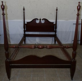 Mahogany Four Post Full Size Bed with Rails