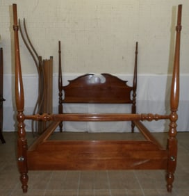 Cherry Full Size Bed with Rails & Canopy, (No Finials)