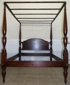 Mahogany Four Post Full Size Bed by Craftique with Rails & Canopy